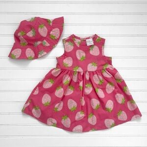 NWOT Darling Pink Strawberry Dress & Matching Hat
